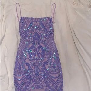 Starstruck Strappy Dress In Iridescence Lilac